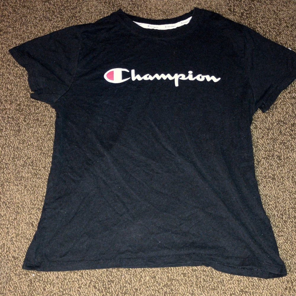 Champion Black Tee with Logo